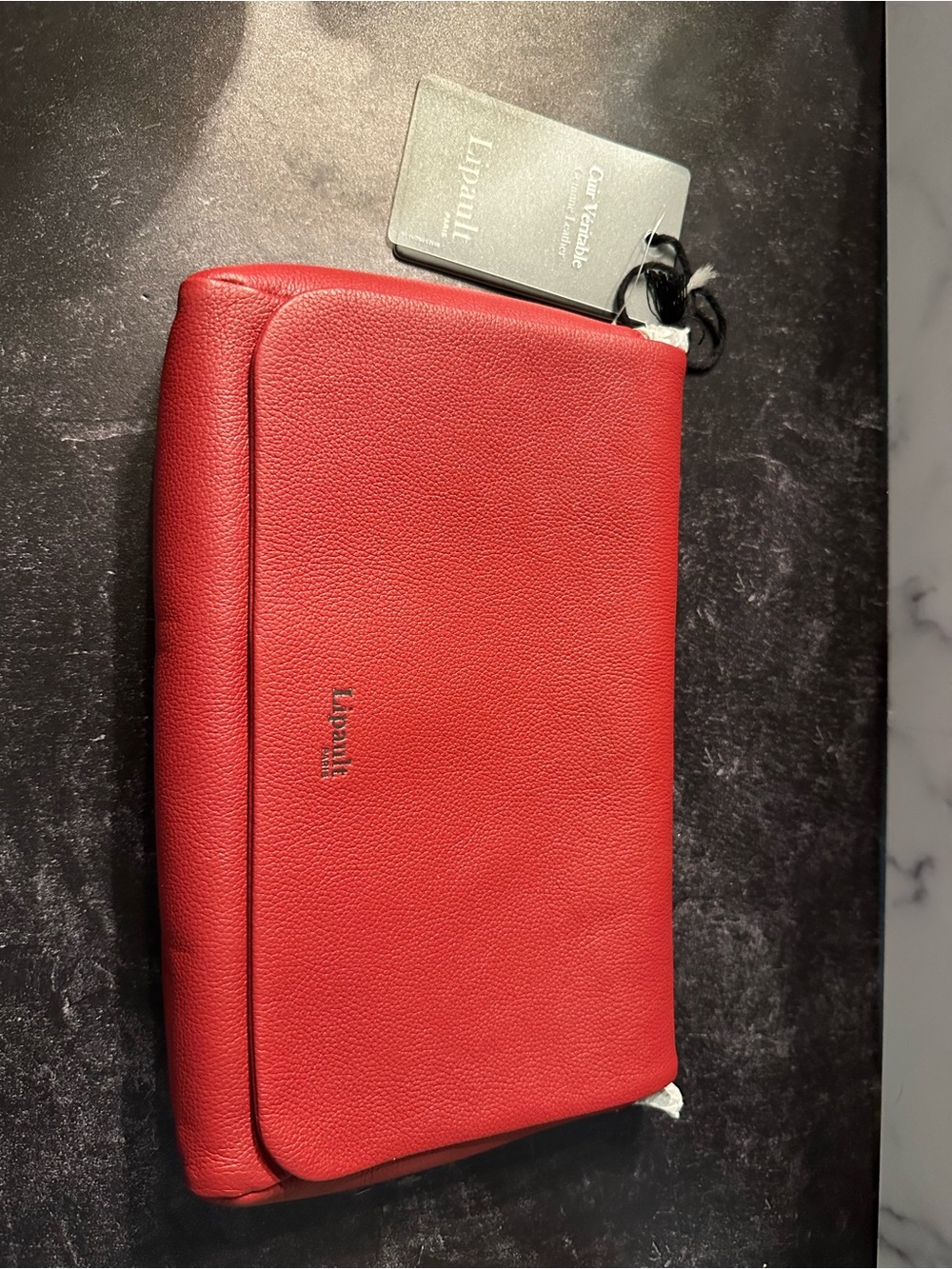 NWT Lipault Red Leather Clutch